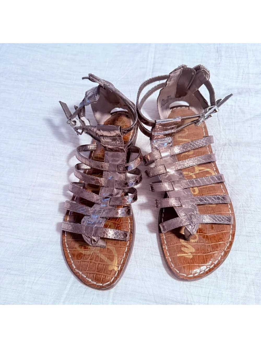 Sam Edelman pewter gladiator sandals new